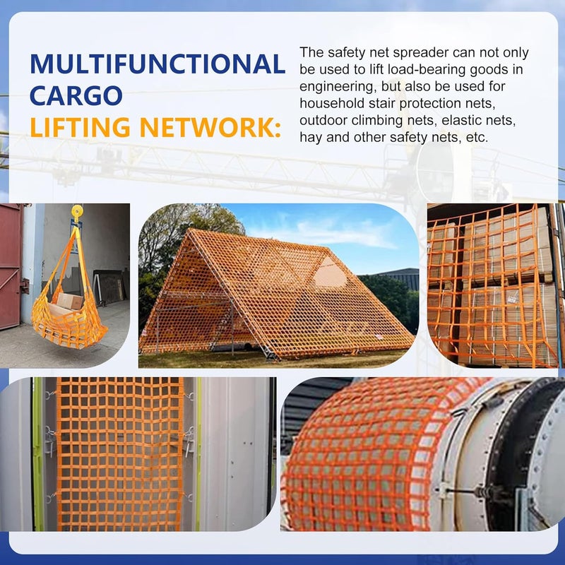 ARTJIANG 4.93' x 4.93'ft Cargo Lifting Nets, Safety Lifting Net Straps, Flat Nylon Sling Hoisting Net, Loading and Unloading Heavy Objects for Construction Rigging Moving Towing Hoisting Work Gear - Image 5